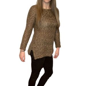 MASSIMO DUTTI Made in Italy Tan Oversized Chunky Knit Mohair Sweater US Medium